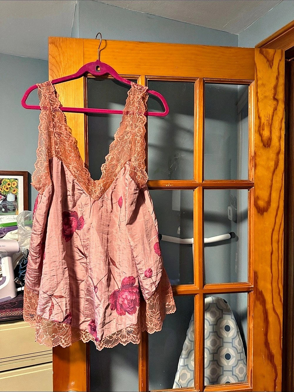 Free People Printed Lacey Essential Tunic Floral Lace Mini Dress in Pink Size